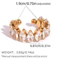 Elegant 18k gold plated adjustable ring featuring marquise cut white zircon stones - Marquise Array Open Style (BJZ240617-11)