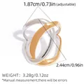Two-tone silver and gold hollow geometric ring with 1.87cm adjustable inner diameter - Cross Interlocking Style (A15-5-250825-6)