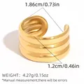 Three-layer gold textured wide ring with 1.86cm diameter and high polish finish - Gold Triple Layer Wave Style (A16-5-250831-7)