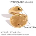Adjustable golden open ring with irregular lava texture and 2cm width specifications - Irregular Hammered Open Ring (A2-5-250425-6) / Gold