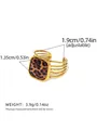 Golden square leopard print ring with a textured multi-layer open adjustable band - Wide Square Hollow Leopard Style (A7-6-251007-3)