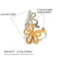 Zweifarbiger Ring in Silber und Gold mit hohlem Blumendesign und verstellbarer Schiene - Verstellbare Offene Größe / Hohlblütenblatt-Stil (A2-1-250416-3) / Gold und Silber