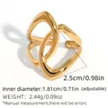 Minimalistische gouden geometrische open ring met verstelbaar overlappend ontwerp - Geometrische In elkaar Grijpende Stijl (A14-3-250728-4)