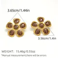 Golden five-petal flower earrings with leopard print pattern for women fashion - Five Petal Flower Vintage Leopard Print Earrings (E03-5-250811-8)