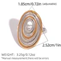 Adjustable multi-layered oval geometric spiral ring in polished gold and silver - Gold Silver Contrast Style / Adjustable Open / Two-tone Style (A14-5-250817-6)