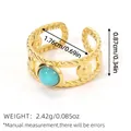 Vintage Ring aus 18k vergoldetem Edelstahl mit Türkisstein und gedrehter Seilstruktur - Türkisfarbener Twist-Seil-Textur-Stil (BYJZ240622-10)