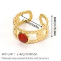 Retro-Ring mit 18k Goldbeschichtung, rotem Naturstein und geflochtener Textur - Roter Achat-Look Geflochtener Rand Stil (BYJZ240622-11)