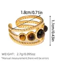 Retro Ring 18k vergoldet aus Edelstahl mit braunem Tigerauge und mehrlagigem Design - Tigerauge Mehrschichtiger Stil (BYJZ240626-1)