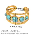 Retro Ring mit 18k Vergoldung, Türkissteinen und hohler, gewebter Textur - Türkis-Textur Mehrschichtiger Hohl-Stil (BYJZ240626-7)