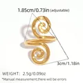 Polierter goldener S-Spirale Ring mit 3 cm Höhe und verstellbarem Design - Goldener Stil (A14-5-250817-7)