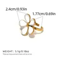 Bague vintage française réglable avec motif marguerite blanche et fini doré - Style marguerite blanche (A7-3-251012-3)