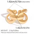 Verstelbare holle geweven gouden ring met afmetingen 1,92 cm breed en 1,46 cm hoog - Kruislings Geweven Stijl (A6-2-250918-1)