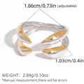 Minimalist irregular open ring in two-tone stainless steel with streamline design - Streamlined Forked Style (A15-2-250820-6)