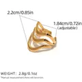Verstelbare gouden meerlaagse golfring met minimalistische metaaltextuur en glansafwerking - Meerlaagse Golfstijl (A2-5-250417-8)