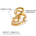 Verstelbare gouden golfring met glanzende metalen afwerking voor dames in minimalistische stijl - Stroomlijngolfstijl (A3-3-240304-4)