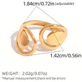 Verstellbarer goldener geometrischer Ring mit Ausschnitten und Größenangaben - Verflochtener Geometrischer Stil (A15-2-250820-1) / Gold
