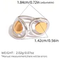 Zweifarbiger, unregelmäßiger geometrischer Ring in Gold und Silber, poliertes Metall - Zweifarbiges Tropfendesign (A15-2-250820-3) / Zweifarbig (Gold/Silber)