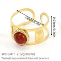 Retro Ring aus 18k vergoldetem Edelstahl mit rundem rotem Edelstein und Sonnenstrahl Design - Roter Cabochon Sonnenstrahl Hohl-Stil (BYJZ240622-7)