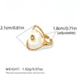 Bague vintage française ajustable en or avec fleur blanche et petit détail cristallin - Style Fleur Blanche Martelé (A7-1-250307-8) / Ouvert Réglable
