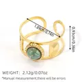 Vintage-Ring aus 18k vergoldetem Edelstahl mit grünem Stein und Sonnenstrahlmustern - Aventurin-Look Cabochon Sonnenstrahl-Stil (BYJZ240622-8)