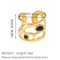 Vintage-Ring mit 18k Goldbeschichtung, schwarzen Steinen und organischer Wellenstruktur - Schwarzer Edelstein Stromlinienförmiger Hohl-Stil (BYJZ240627-11)