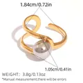 Irregular double-layer golden cross ring with a large silver pearl bead detail - Double Layer Cross Bead Style (A7-250806-3)