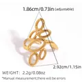 Verstelbare holle gouden ring met abstract ovaal ontwerp en vintage metalen textuur - Ovale Gevlochten Stijl (A7-2-251011-4)