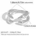 Anillo ajustable de acero inoxidable plateado con diseño de ondas irregulares modernas - Plateado(A15-2-250820-5)