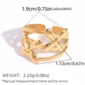 Verstelbare holle gouden meerlaagse ring met gepolijste strikaccenten voor dames - Meerringswikkelstijl (A6-3-250926-1)