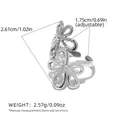 Bague fleurs argentée réglable avec design double fleur et cotes de taille - Style Double Marguerite (A2-1-250722-1) / Argent