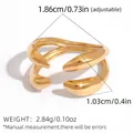 Anillo ajustable de acero inoxidable dorado con diseño orgánico moderno de capas - Dorado(A15-2-250820-4)