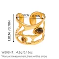 Vintage Ring aus 18k vergoldetem Edelstahl mit zwei braunen Tigerauge-Natursteinen - Tigerauge-Farbe Welliger Stromlinienförmiger Stil (BYJZ240627-10)