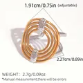 Irregular multilayer golden and silver ring with adjustable open band for women - Multi-layer Fixed Ring Style (A13-4-250721-6)