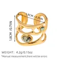 Retro Ring mit 18k Goldbeschichtung, unregelmäßigem Design und grünen Natursteinen - Gefleckte Steinfarbe Unregelmäßiger Hohl-Stil (BYJZ240627-7)