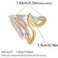 Irregular wave open ring set in two-tone gold and silver finish for women - Abstract Art Wave Style (A16-6-250828-3)