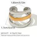 Three-layer wavy open ring with mixed gold and silver finish and dimensions - Three-layer Two-tone Style (A9-3-250606-3)