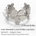 Bague vintage ajustable en argent ornée de plusieurs motifs de fleurs à cinq pétales - Style de Fleur à Cinq Pétales (A1-2-250616-5) / Argent