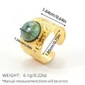 Vintage-Ring mit 18k Vergoldung, grünem Naturstein und gehämmerter Edelstahl-Oberfläche - Grüne Erz-Kugel Gehämmerter Stil (BYJZ240624-7)