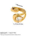 Golden titanium steel ring with teardrop zircon in a vintage minimalist wrap style - Pear Shape Streamline Wrap Style (A5-3-0829-1)