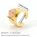 Vintage Ring 18k vergoldeter Edelstahl mit orangefarbenem Edelstein und Hammerschlag - Rosa-orangefarbener Edelstein Gehämmerter Textur-Stil (BYJZ240624-8)