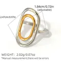 Minimalist silver and gold irregular nested open rings with product dimensions - Nested Ellipse Style (A4-2-250916-6)
