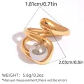 Irregular golden layered ring set featuring a large grey round bead in gold finish - Grey Bead Wrapped Style (A8-6-250119-6)