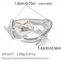 Bague ouverte tulipe en acier inoxydable argenté, réglable avec finition brillante - Style Tulipe (A16-1-250828-2) / Argent
