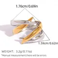 Minimalist geometric overlapping ring in gold and silver finish with airplane wing design - Streamlined Overlapping Style (A1-1-251009-6)