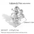 Silver adjustable open ring with butterfly design and 1.82cm inner diameter - Silver Butterfly (A1-1-251009-2)