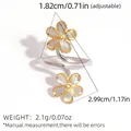 Two-tone floral open ring with adjustable band in gold and silver stainless steel - Bypass Double Flower Style (A1-1-251010-8)