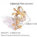 Two-tone gold and silver butterfly ring with adjustable band and textured wings - Two-tone Gold Silver Butterfly (A1-1-251009-3)