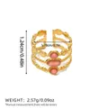 Mehrlagiger Ring aus 18k vergoldetem Edelstahl mit drei rosa ovalen Natursteinen - Rosa Edelstein Dreischichtiger Wellen-Stil (BYJZ240705-4)