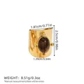 Retro-Ring aus gehärtetem Edelstahl mit braunem Stein und 18k Goldauflage - Ovaler Brauner Edelstein Gehämmerter Stil (BYJZ250430-1)