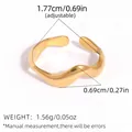 Adjustable golden wavy stainless steel ring featuring 1.77cm diameter and minimalist design - Wavy Style (A9-3-241024-7) / Gold